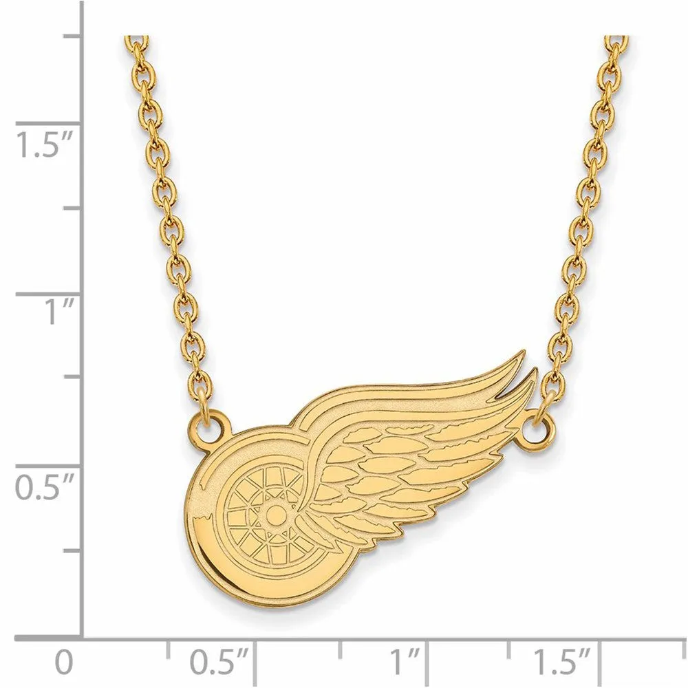 10k Yellow Gold NHL Detroit Red Wings Large Necklace, 18 Inch