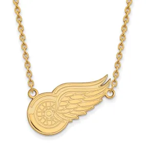 10k Yellow Gold NHL Detroit Red Wings Large Necklace, 18 Inch