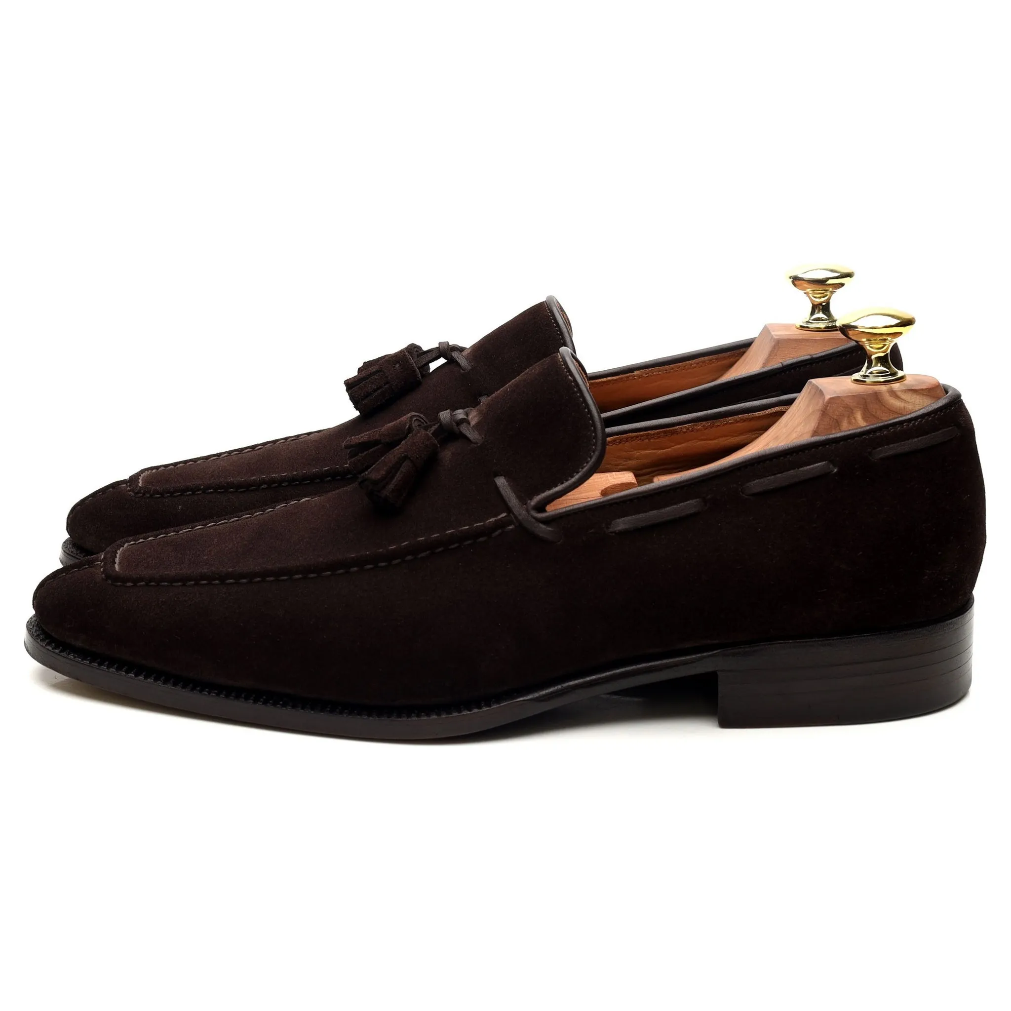 '1210' Dark Brown Suede Tassel Loafers UK 7