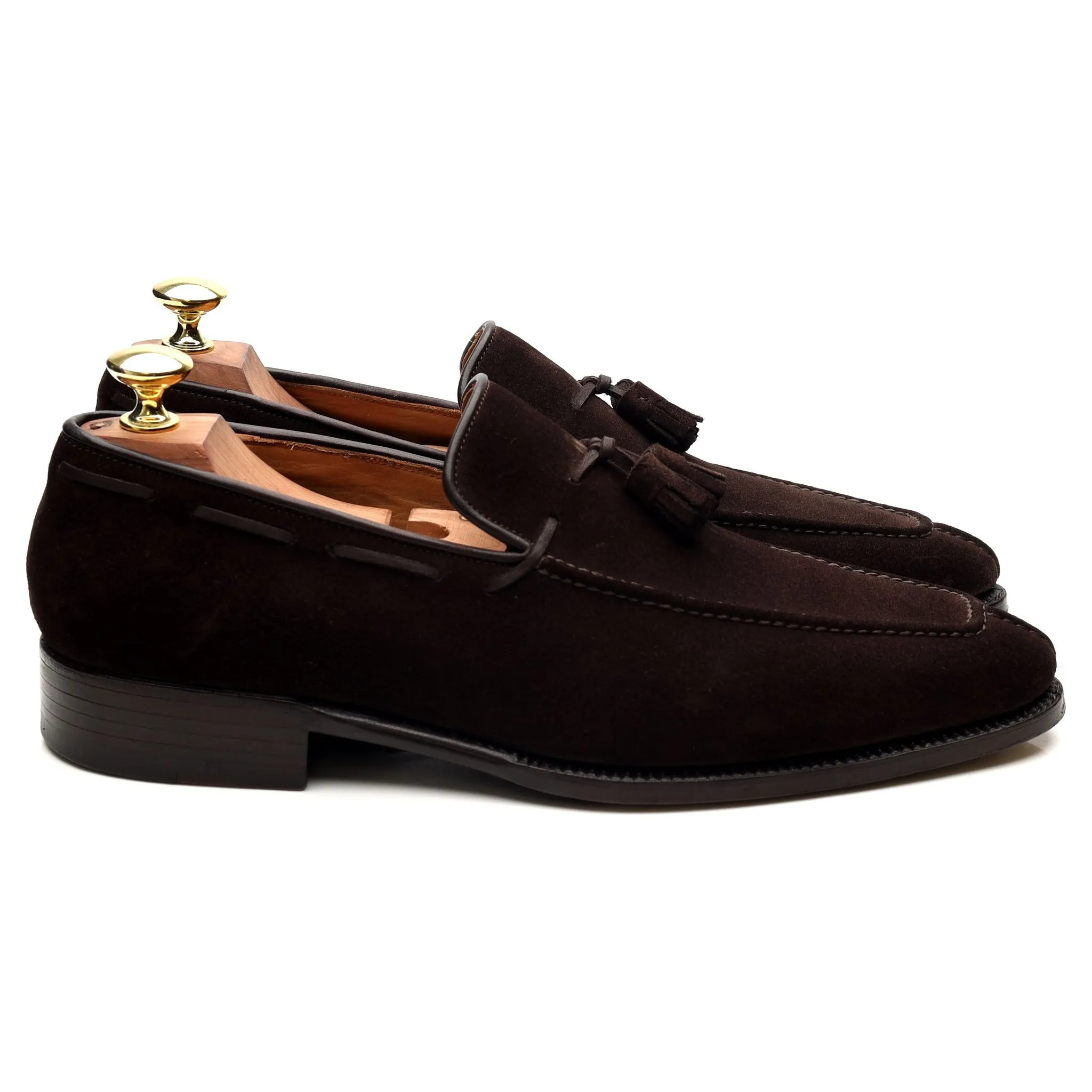 '1210' Dark Brown Suede Tassel Loafers UK 7