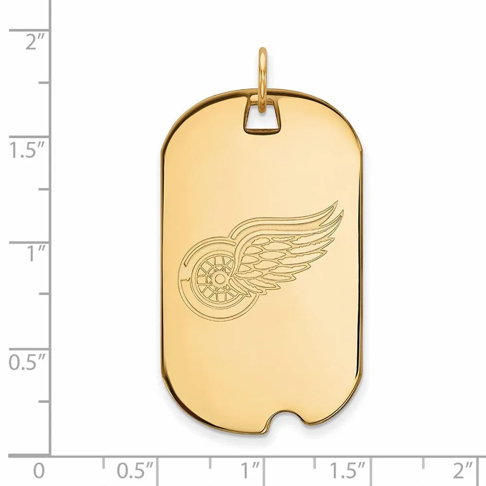 14k Yellow Gold NHL Detroit Red Wings Large Dog Tag Pendant