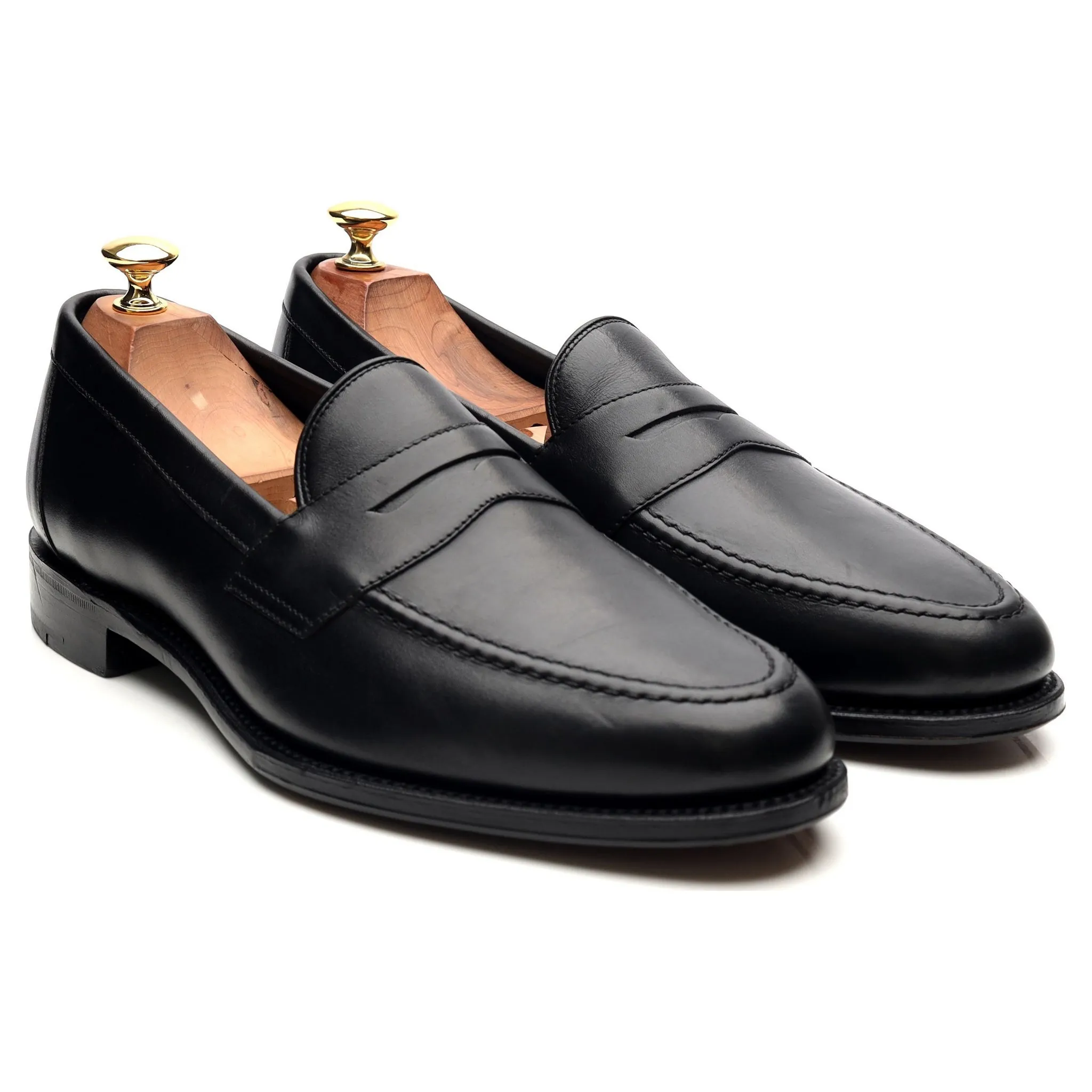 1880 'Hornbeam' Black Leather Loafers UK 9.5 F