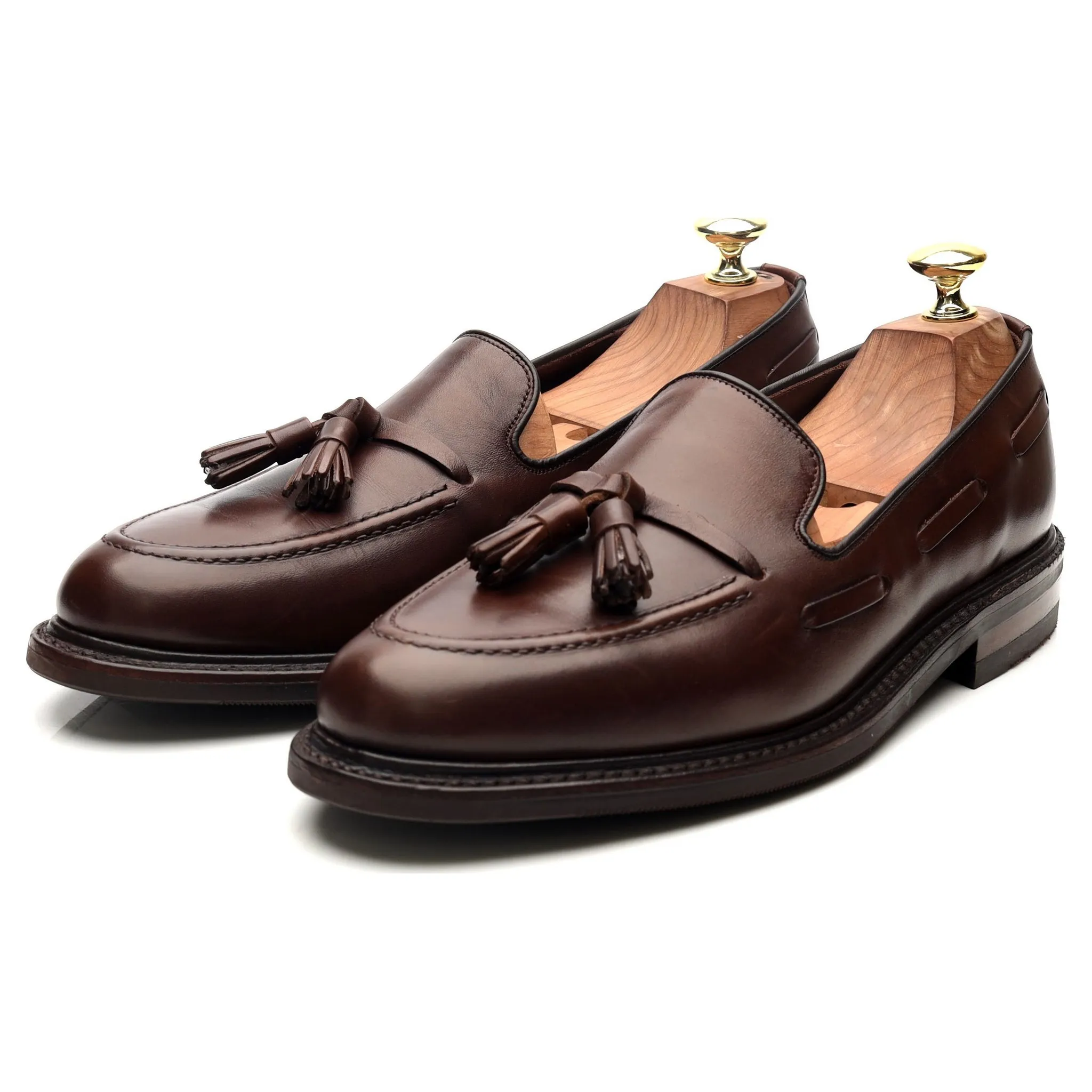 1880 'Nottingham' Dark Brown Leather Tassel Loafers UK 7 F