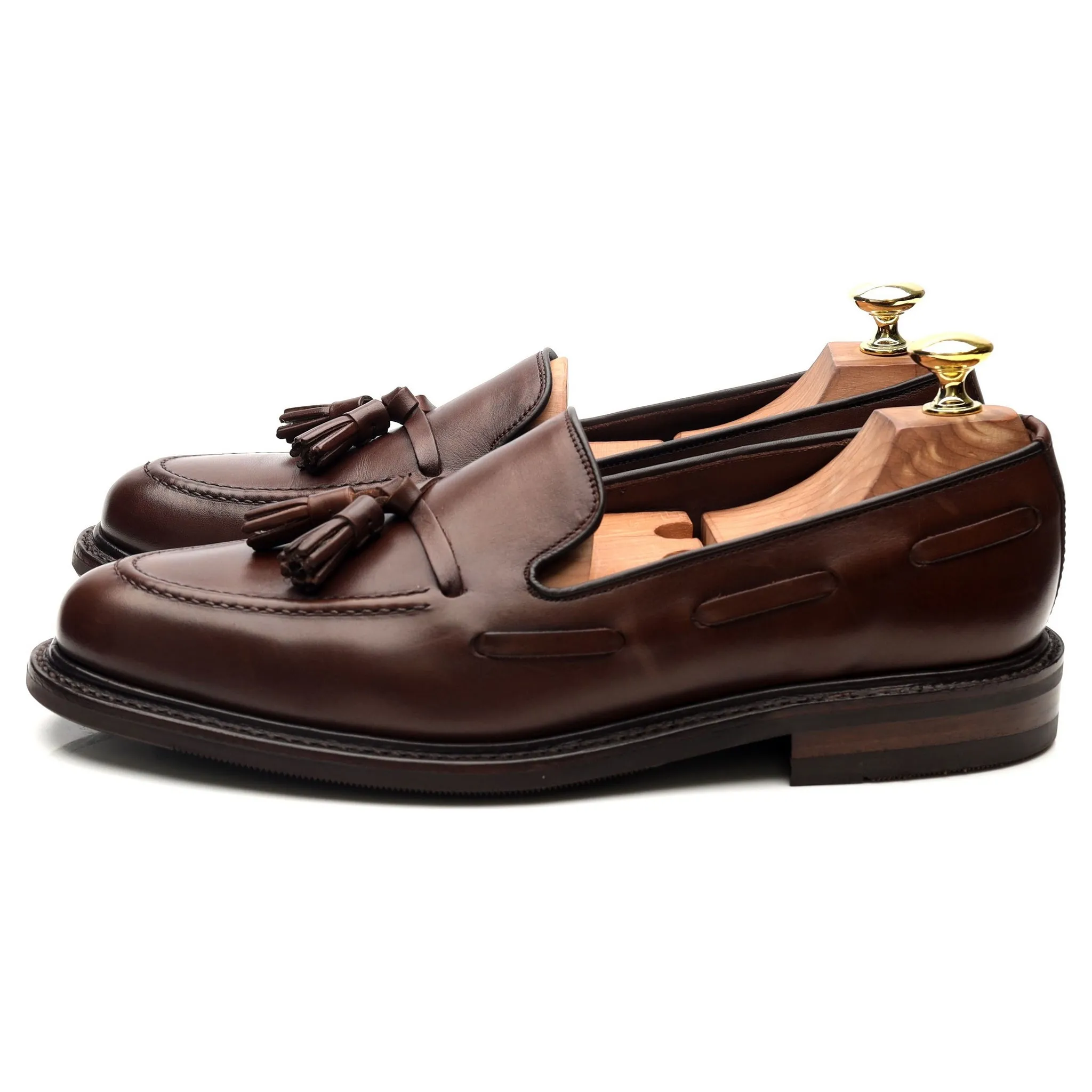 1880 'Nottingham' Dark Brown Leather Tassel Loafers UK 7 F