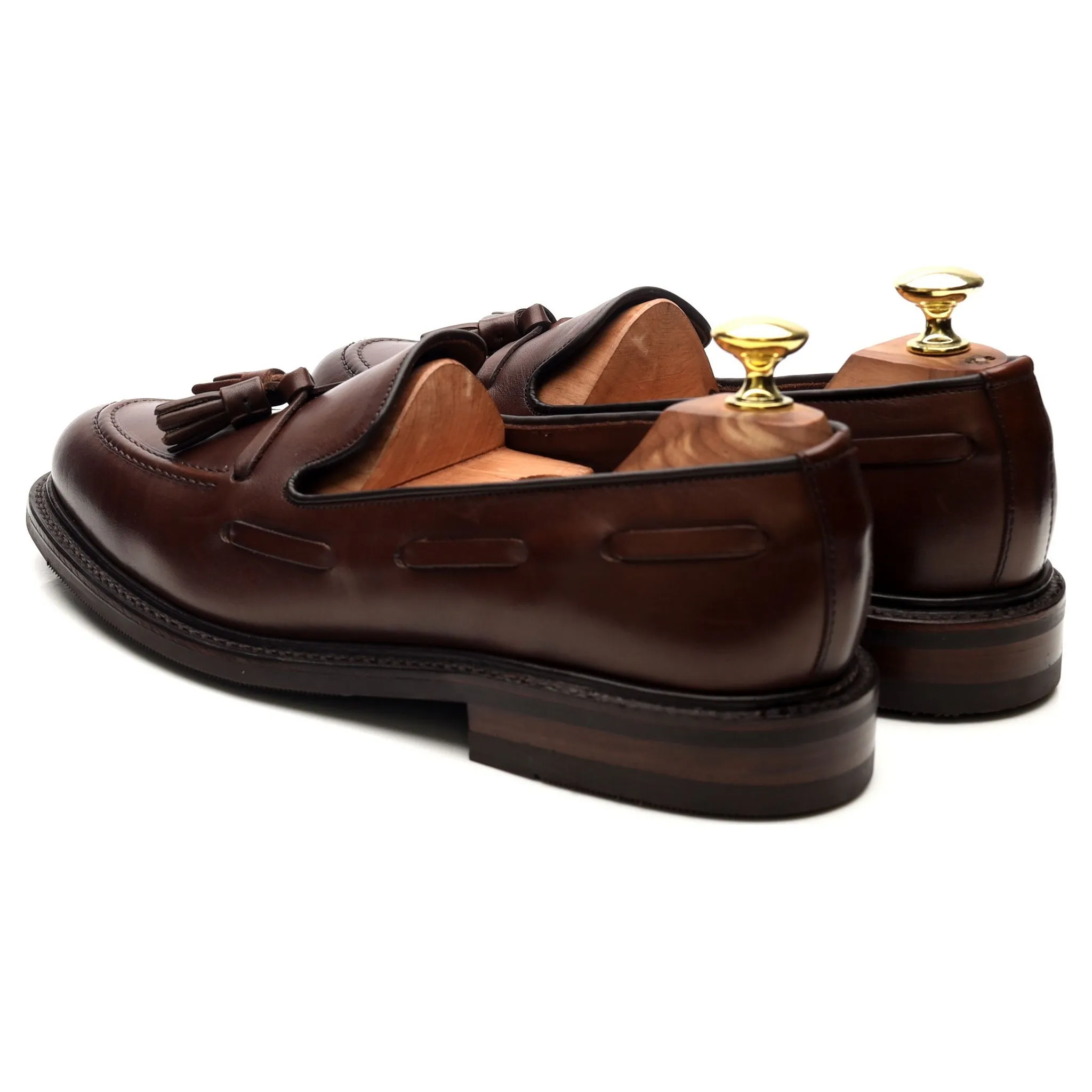 1880 'Nottingham' Dark Brown Leather Tassel Loafers UK 7 F