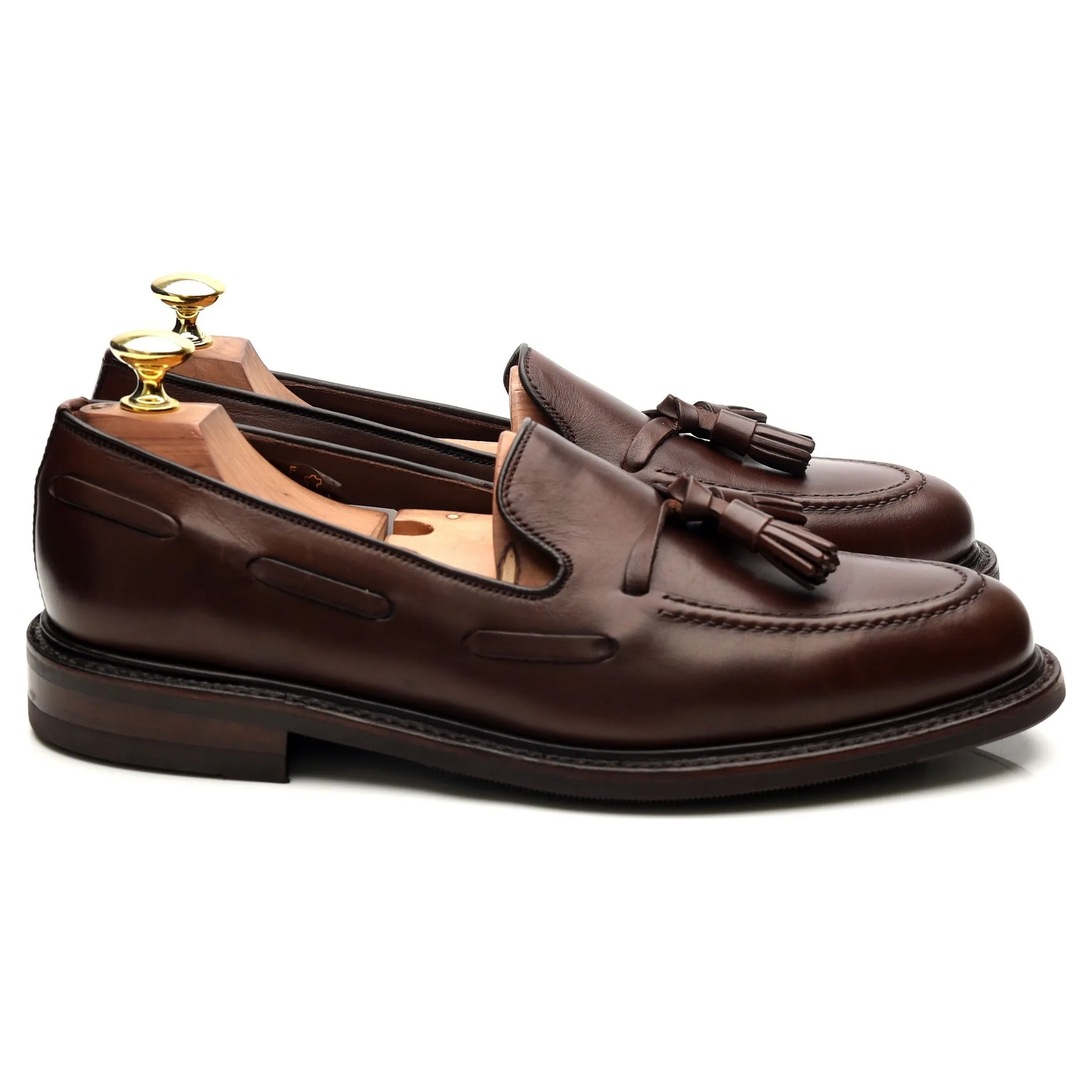 1880 'Nottingham' Dark Brown Leather Tassel Loafers UK 7 F