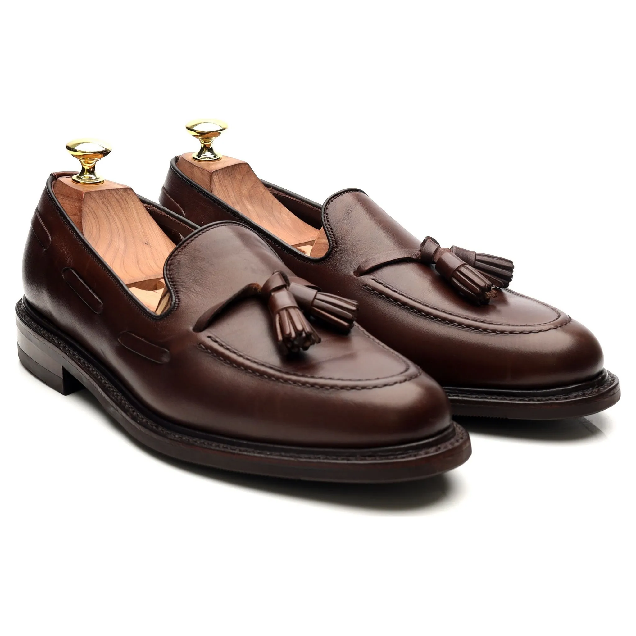 1880 'Nottingham' Dark Brown Leather Tassel Loafers UK 7 F