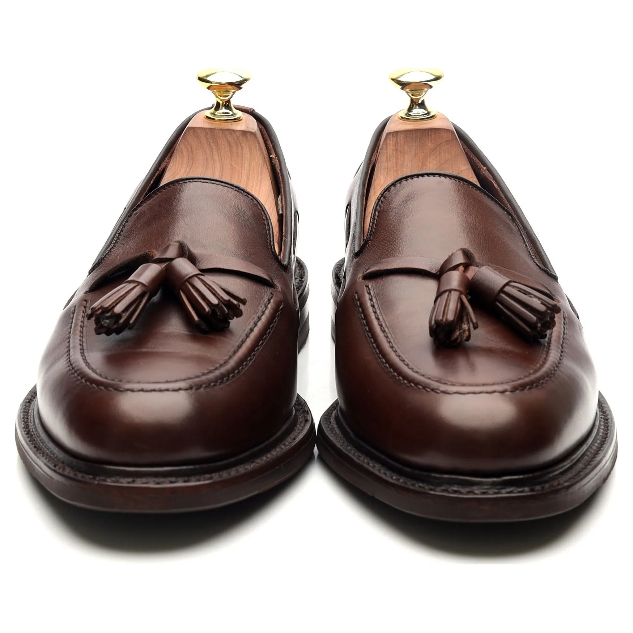 1880 'Nottingham' Dark Brown Leather Tassel Loafers UK 7 F