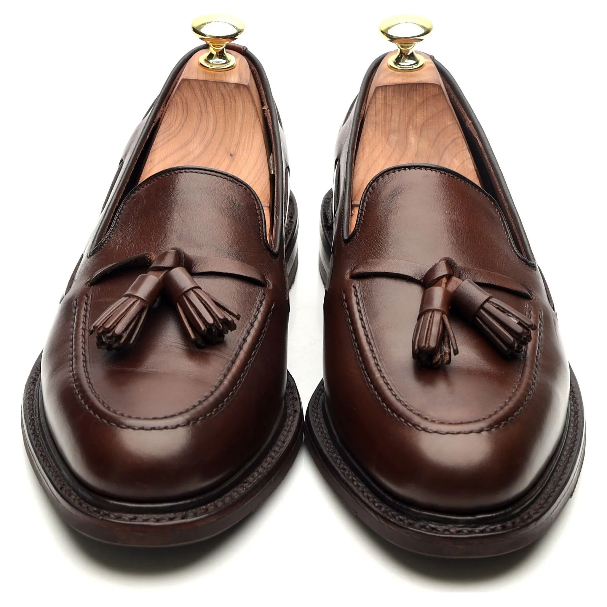 1880 'Nottingham' Dark Brown Leather Tassel Loafers UK 7 F