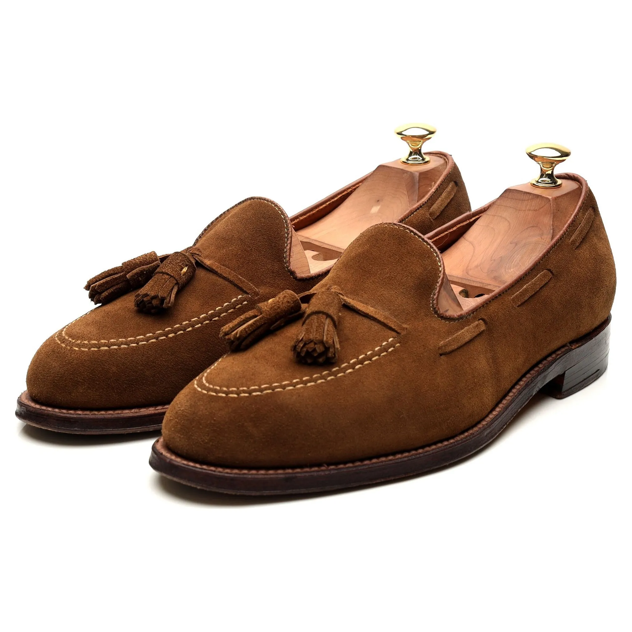 '3403' Snuff Tan Brown Suede Tassel Loafers UK 8.5 US 9 E