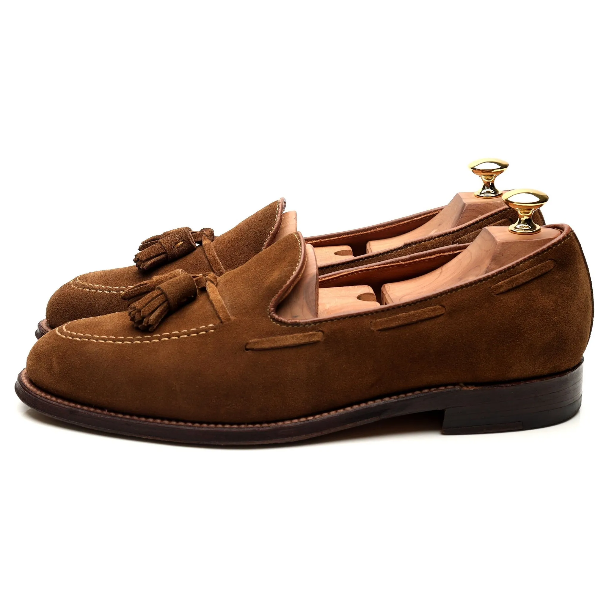 '3403' Snuff Tan Brown Suede Tassel Loafers UK 8.5 US 9 E