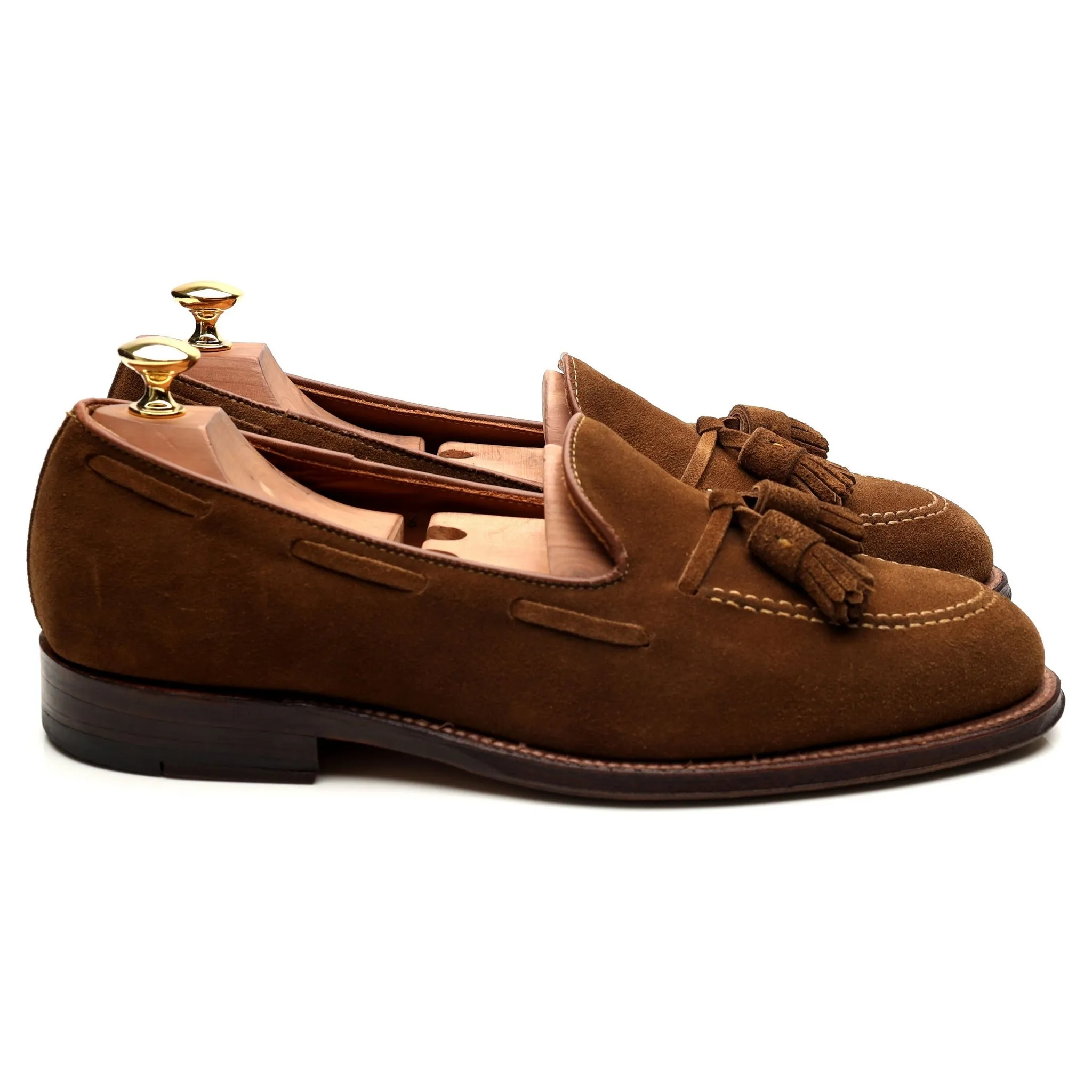 '3403' Snuff Tan Brown Suede Tassel Loafers UK 8.5 US 9 E