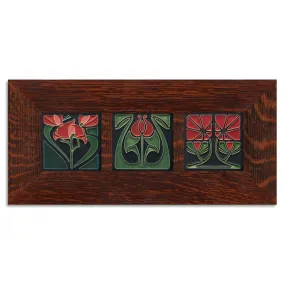 4x4 Florals Framed Tile Set in Red