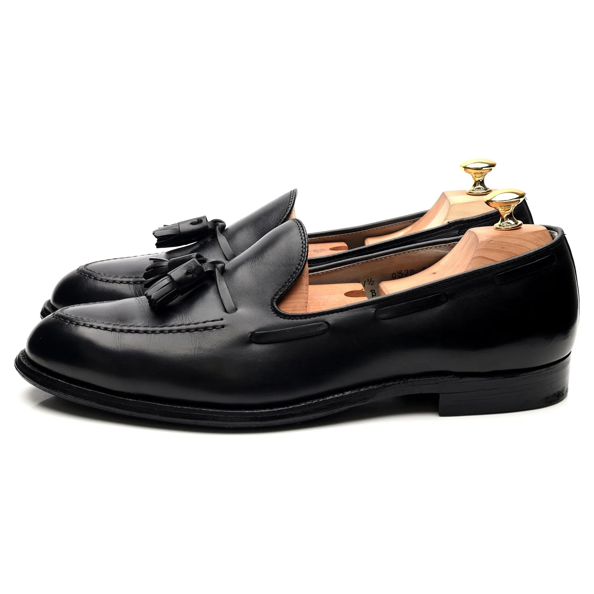 '660' Black Leather Tassel Loafers UK 11 US 11.5 D