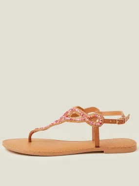 Accessorize Seed Bead Cut Out Sandals - Pink