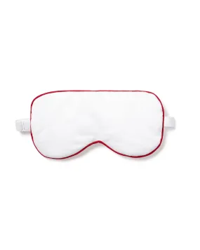 Adult's Sleep Mask in White with Red Piping