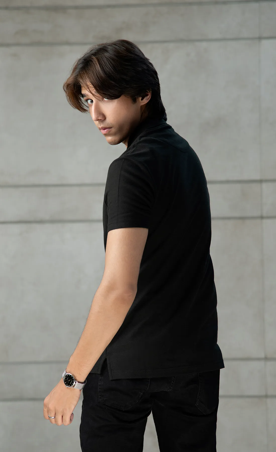 Alif Black Polo (V-Neck)