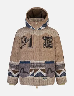 Allover Chimayo Tapestry Knit Print Regular Fit Down Jacket