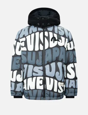 Allover Wavy Text Print Down Jacket