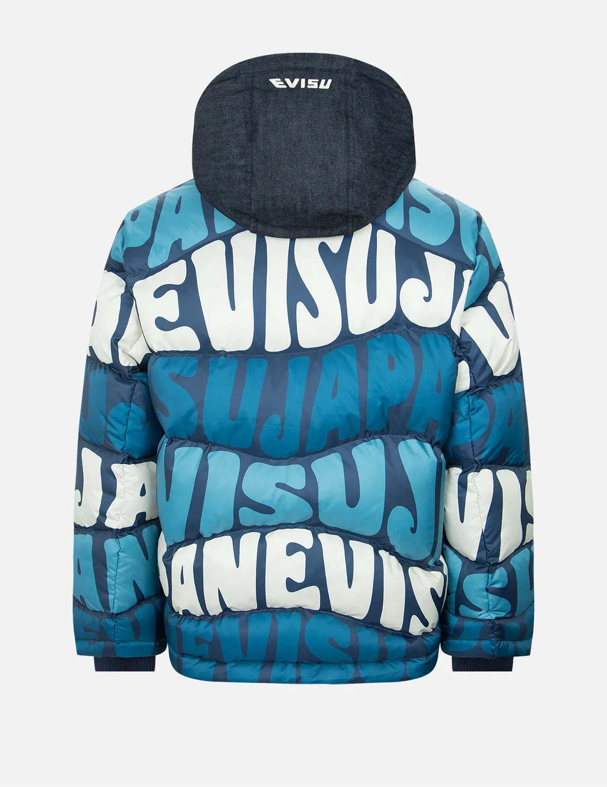 Allover Wavy Text Print Down Jacket