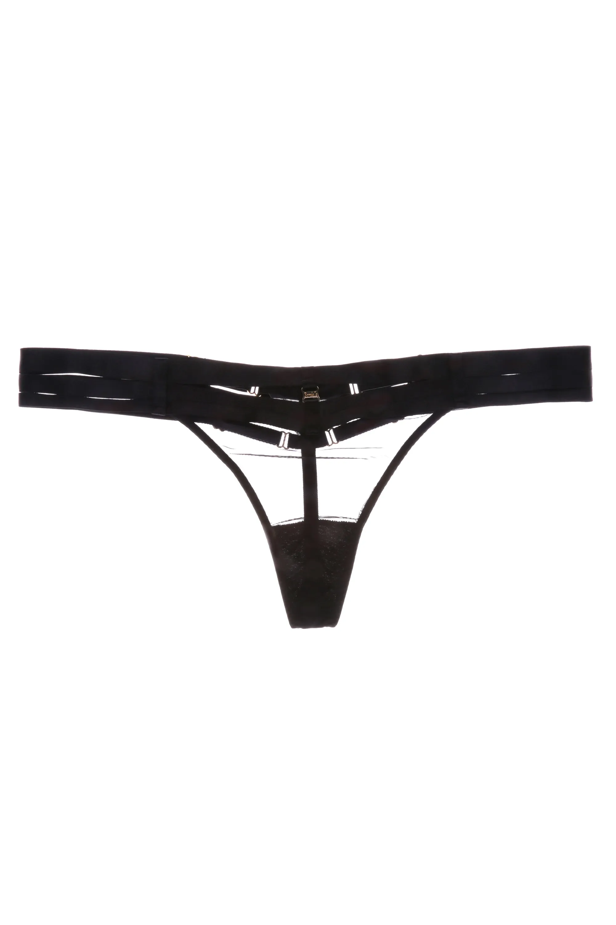 Art Deco Multi-Strap Black Thong