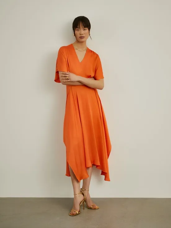 Asymmetrical fluid dress