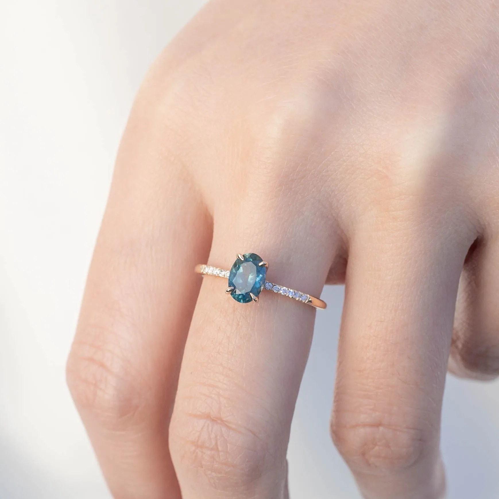 Audrey Ring - 1.07ct Blue Green Montana Sapphire (One of a kind)