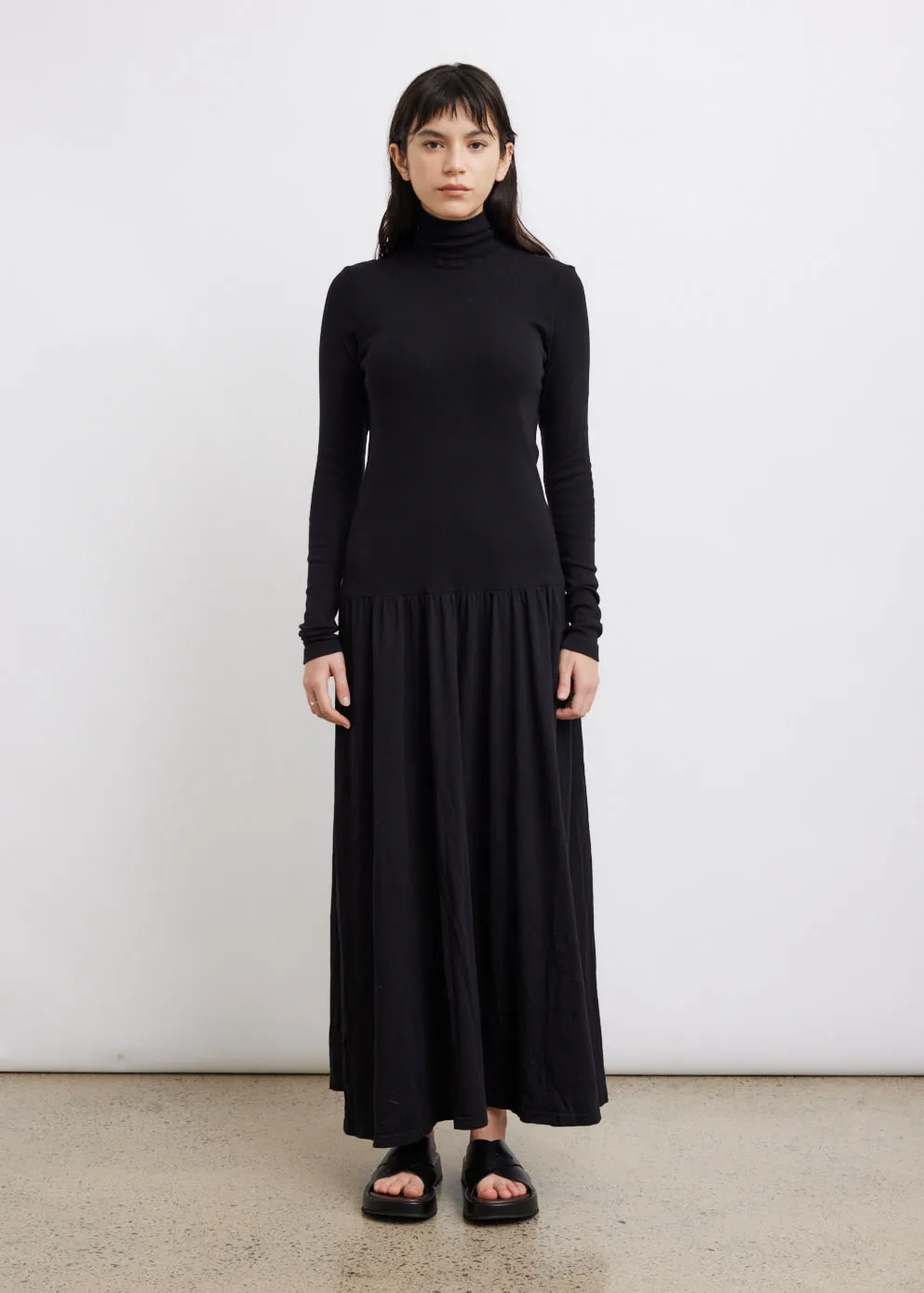 Bassike -  Long-Sleeve Funnel Neck Dress - Dress