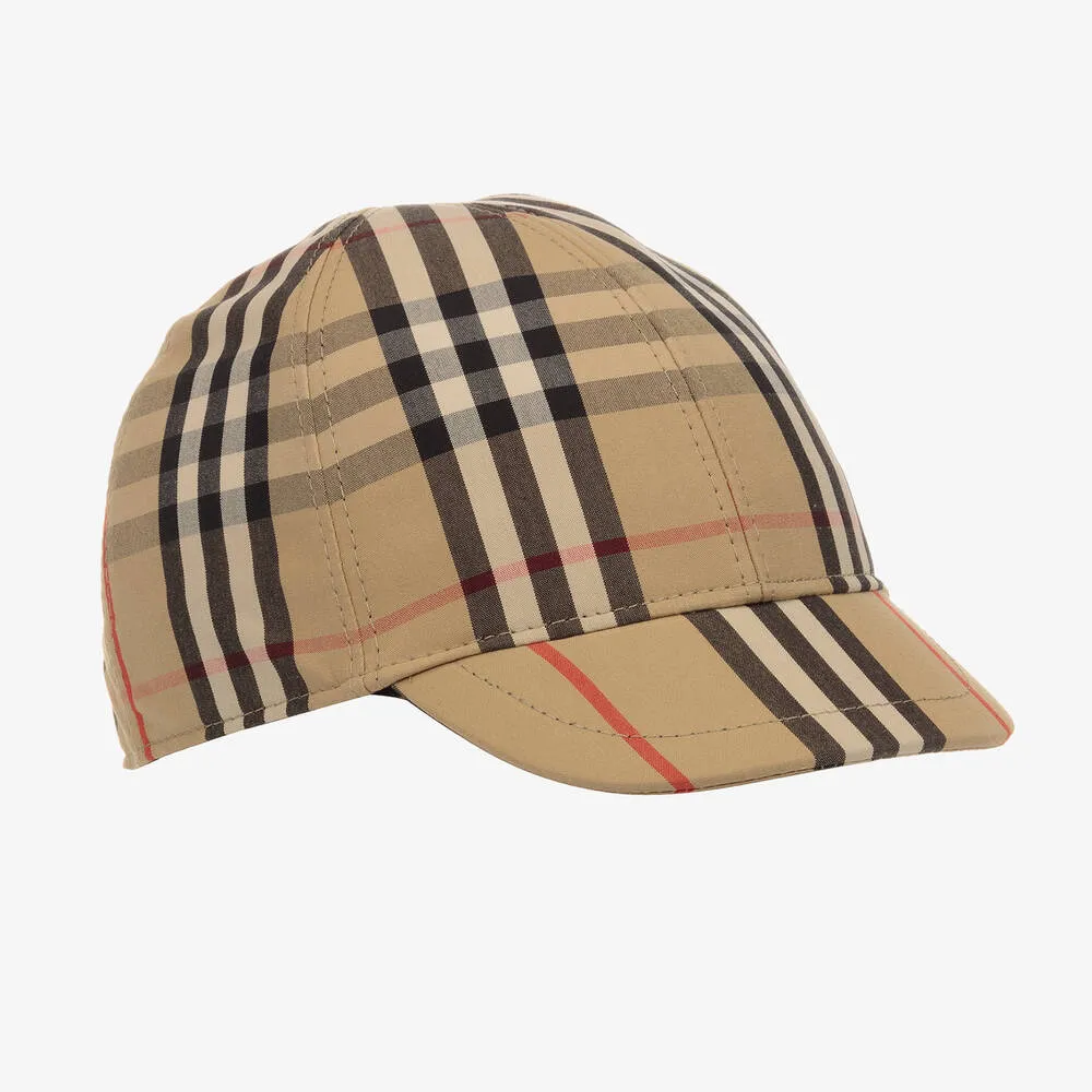 Beige Vintage Check Cap