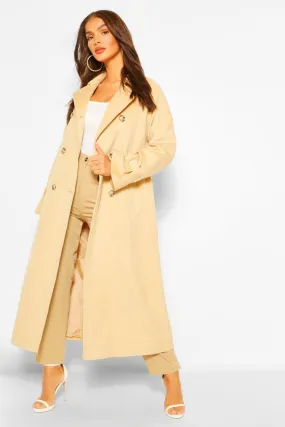 Belted Wool Look Trench Coat