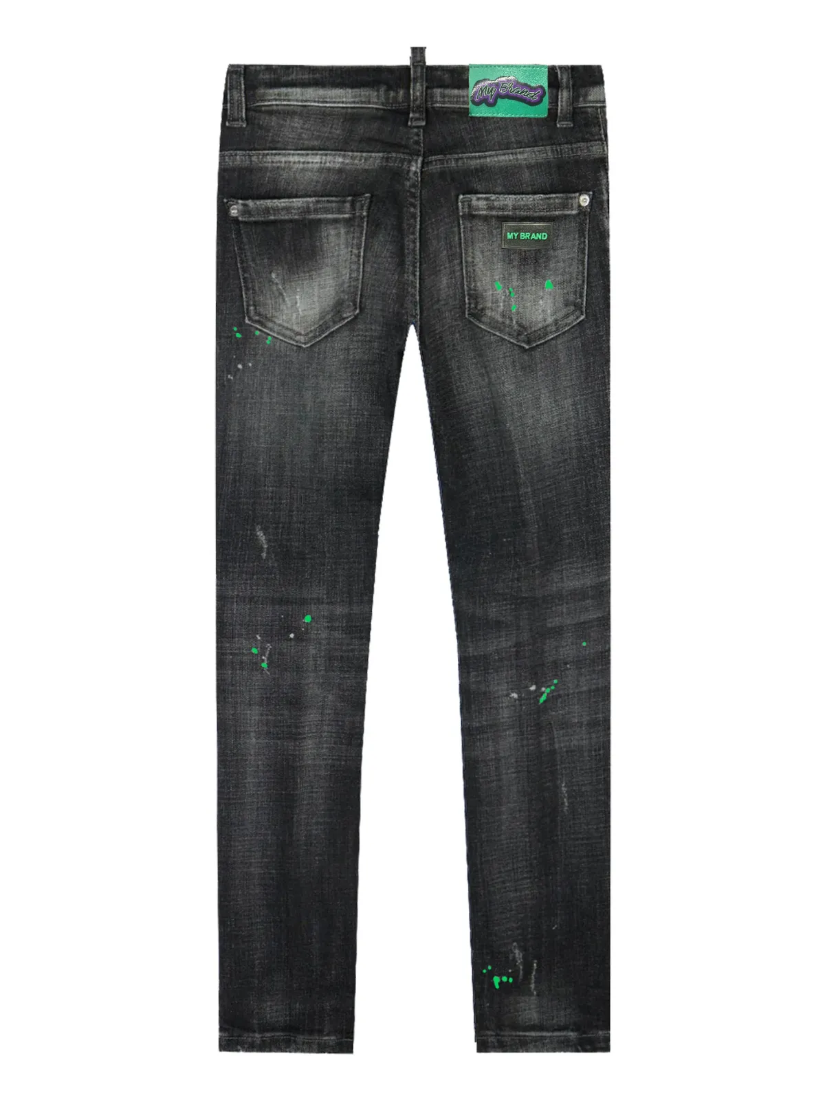 Black Distressed Green My Jeans | BLACKJEANS