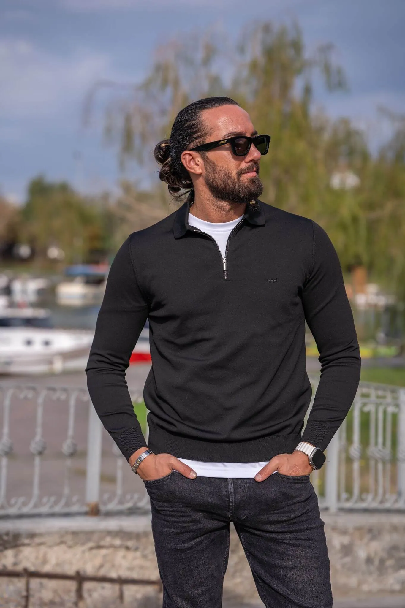 Black Half Zip Knitwear