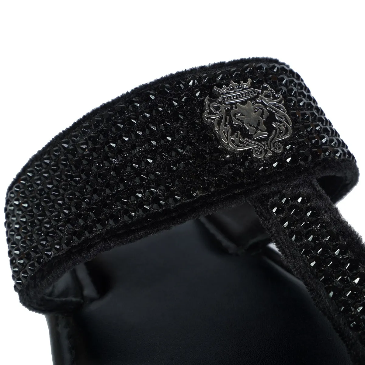 Black Leather Beads Work Slide-In Slippers For Men By Brune & Bareskin