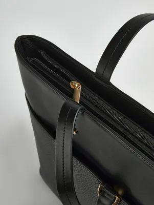 Black Leather Look Work Tote Bag | Women | George at ASDA