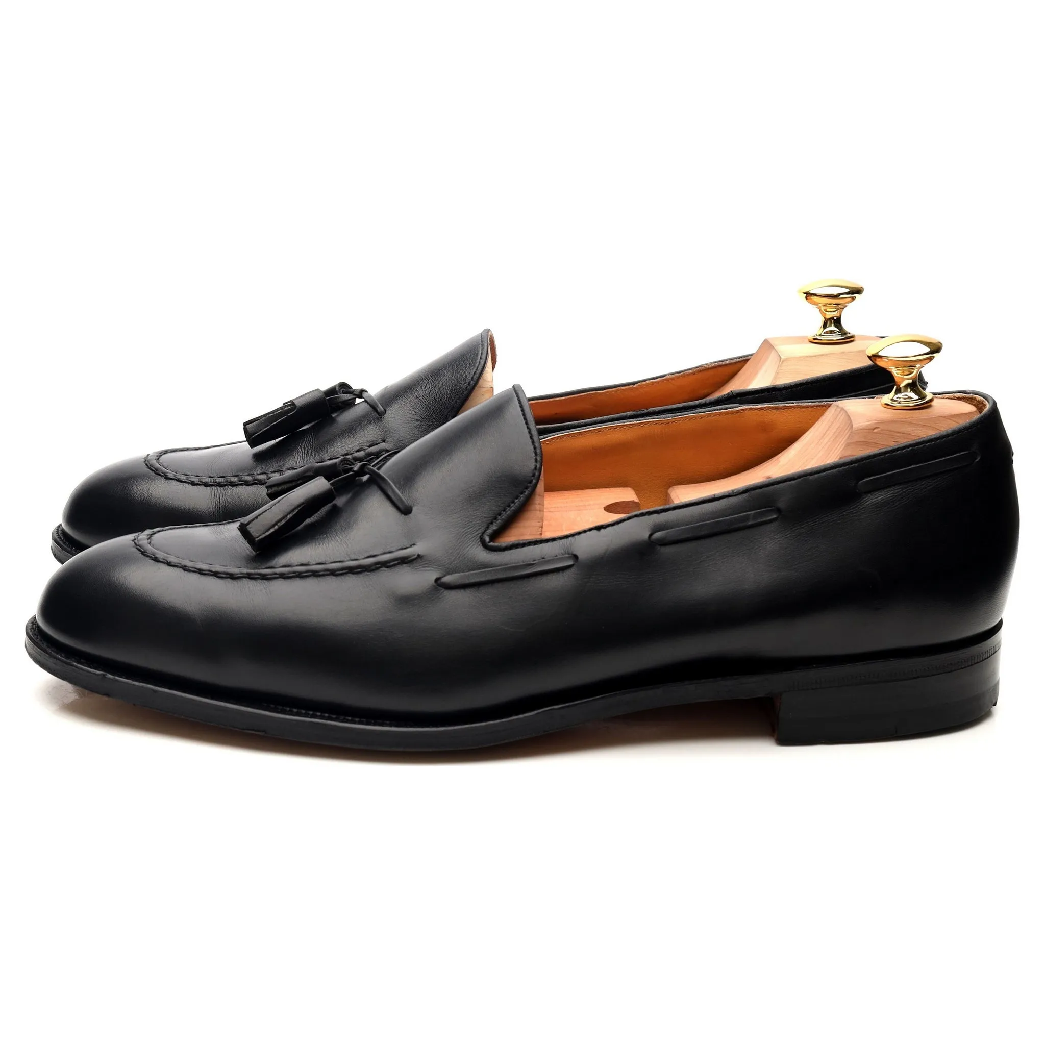 Black Leather Tassel Loafers UK 11