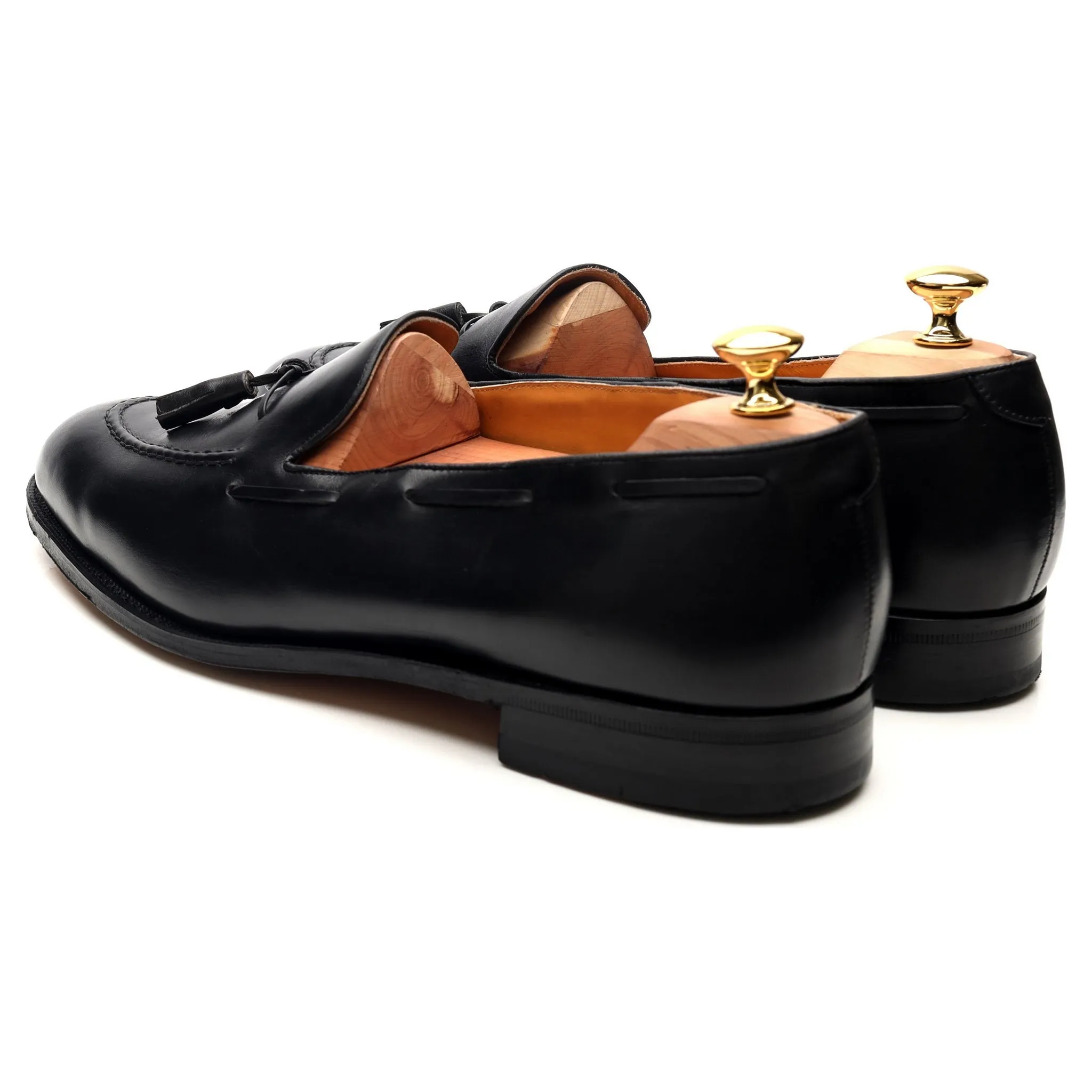 Black Leather Tassel Loafers UK 11