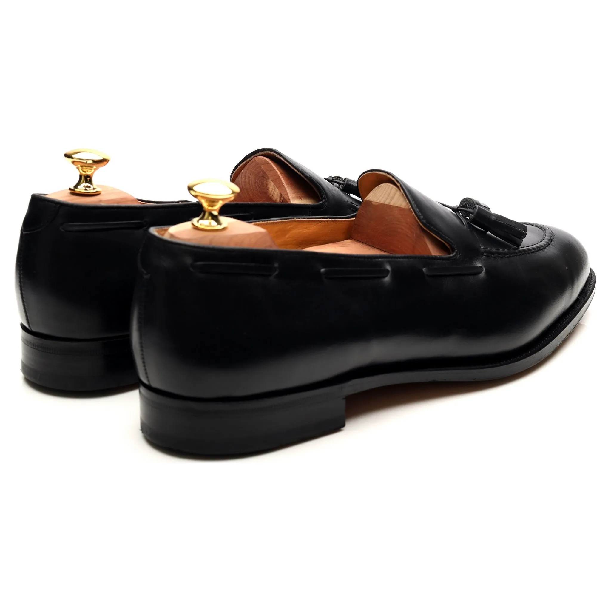 Black Leather Tassel Loafers UK 11