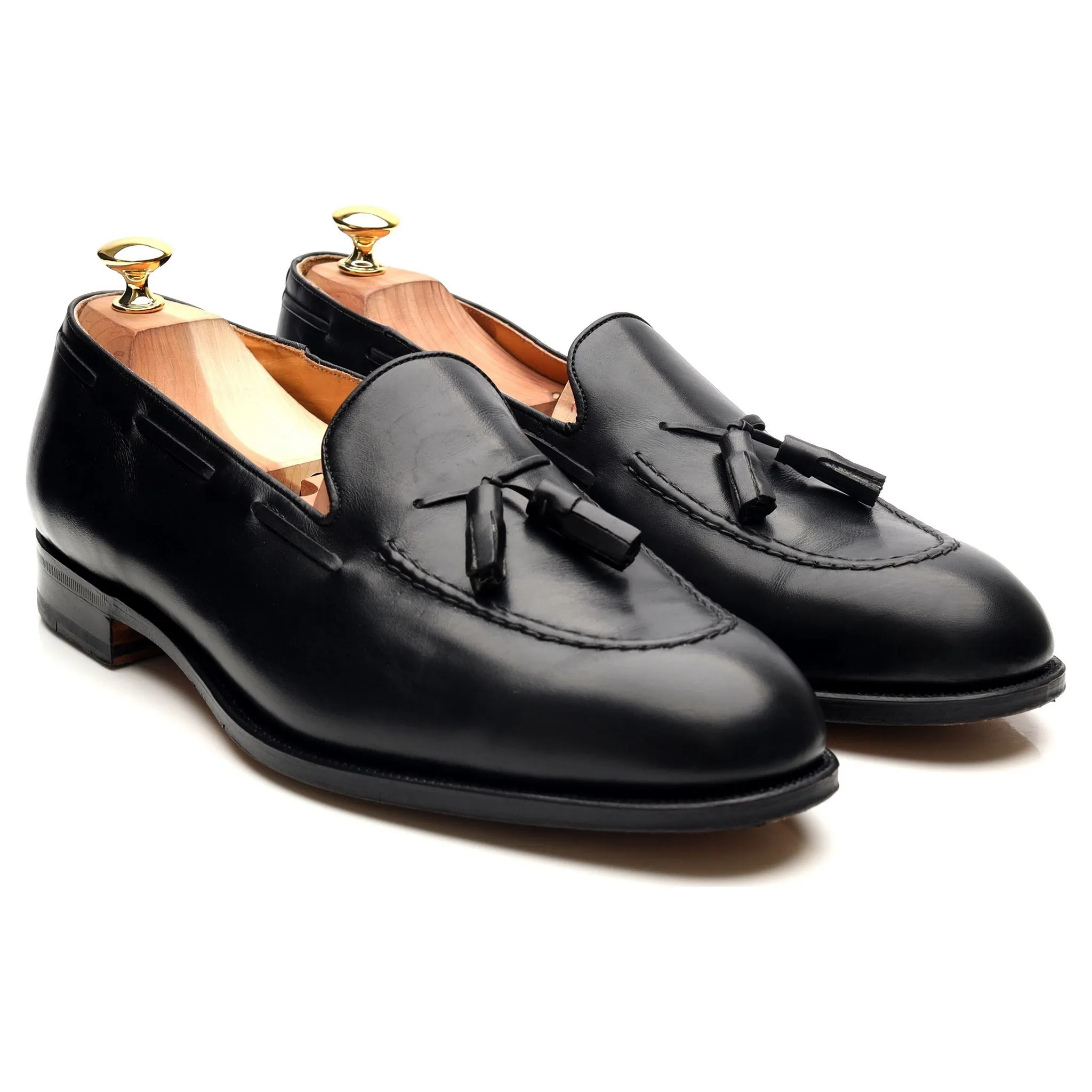 Black Leather Tassel Loafers UK 11