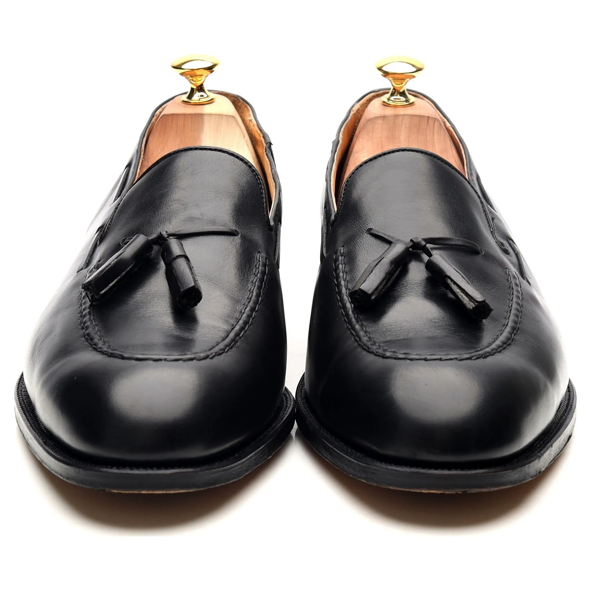 Black Leather Tassel Loafers UK 11