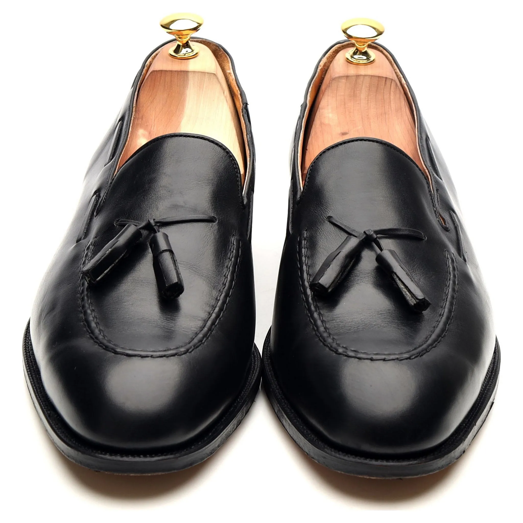 Black Leather Tassel Loafers UK 11