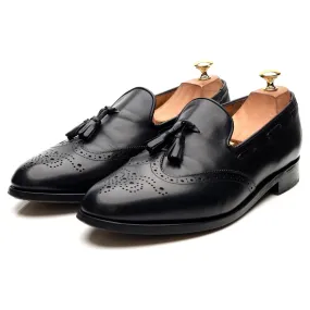 Black Leather Wing Cap Tassel Loafers UK 10 F