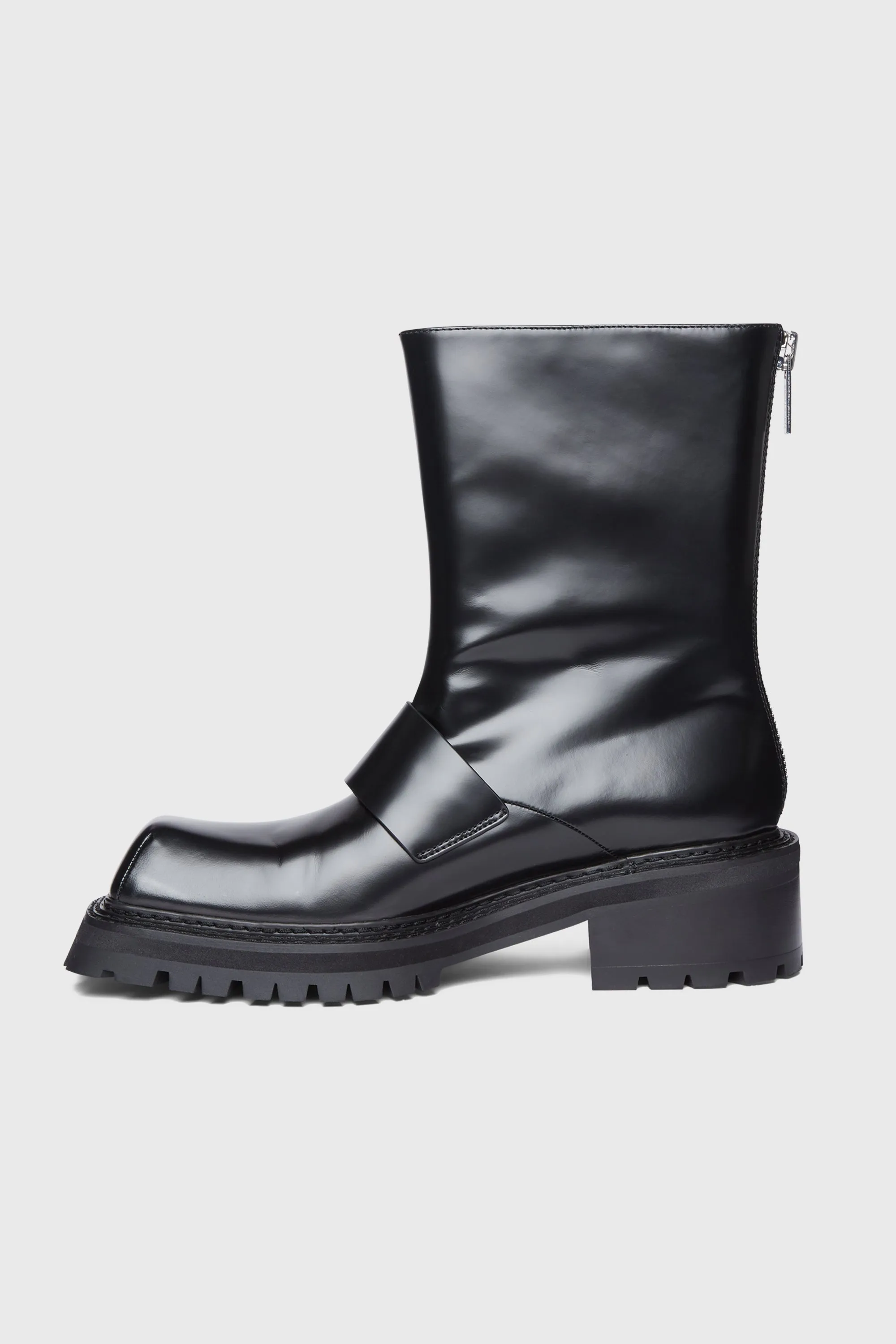 BLACK MID TOP CALFSKIN BOOTS