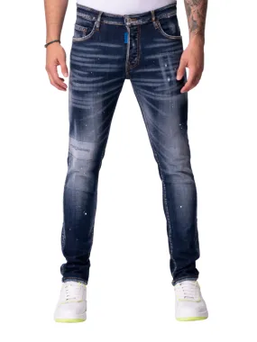 BLUE AND WHITE SPOTTED JEANS, CODE BLUE | DENIM