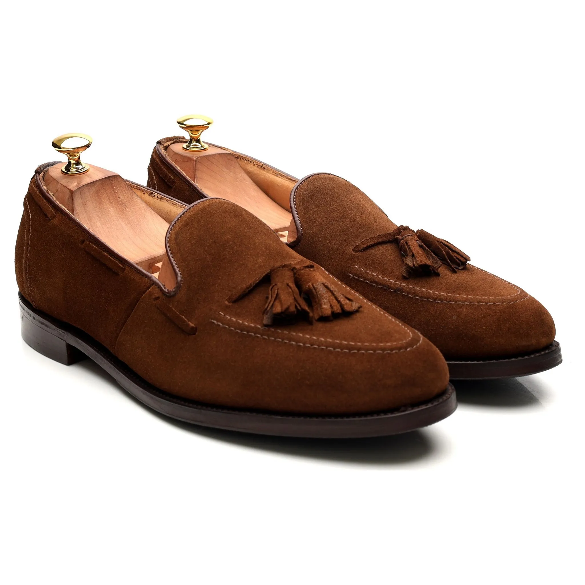 Brown Suede Tassel Loafers UK 10.5