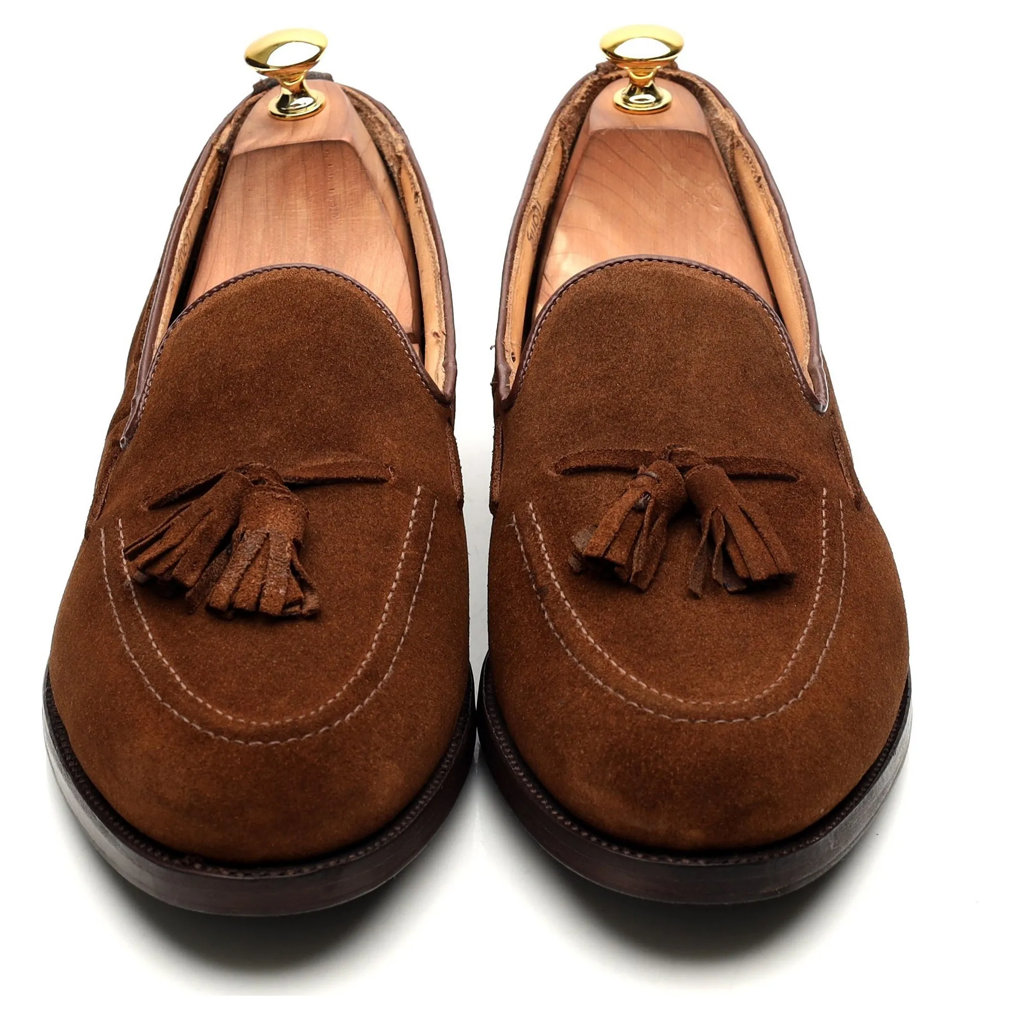 Brown Suede Tassel Loafers UK 10.5