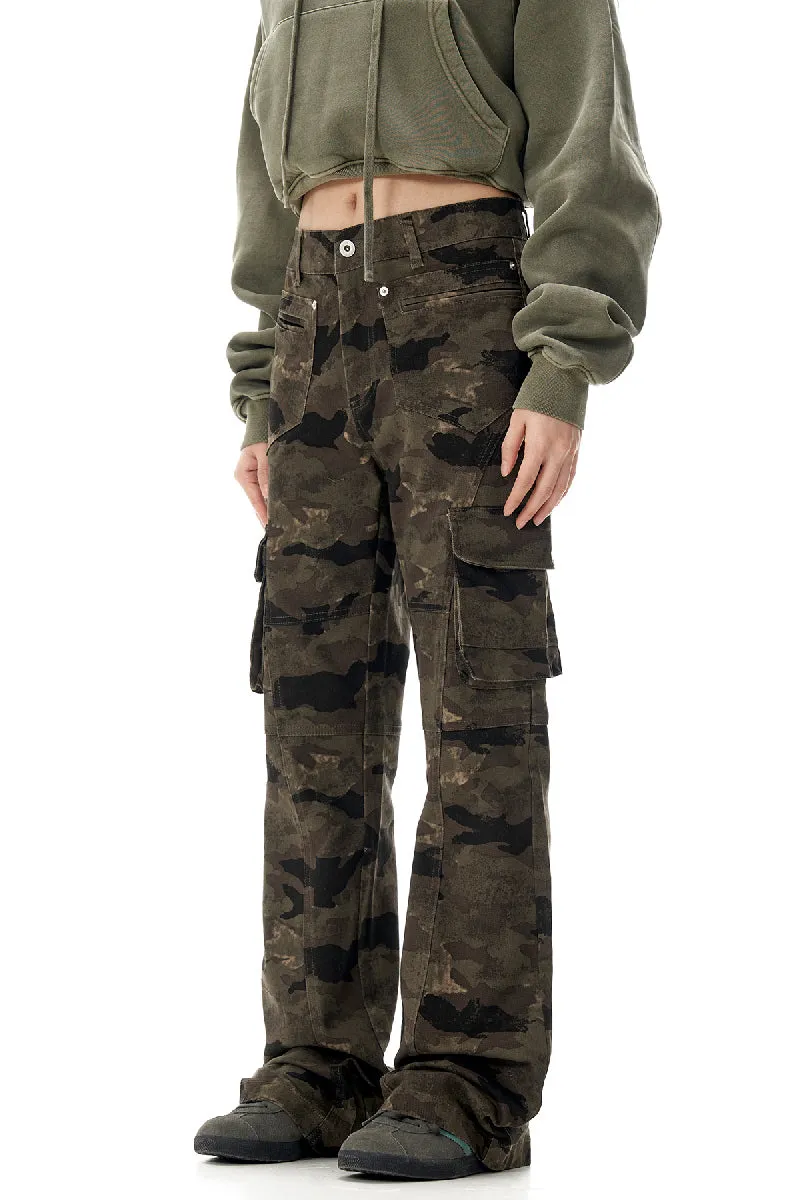 Camo Flared Cargo Pants