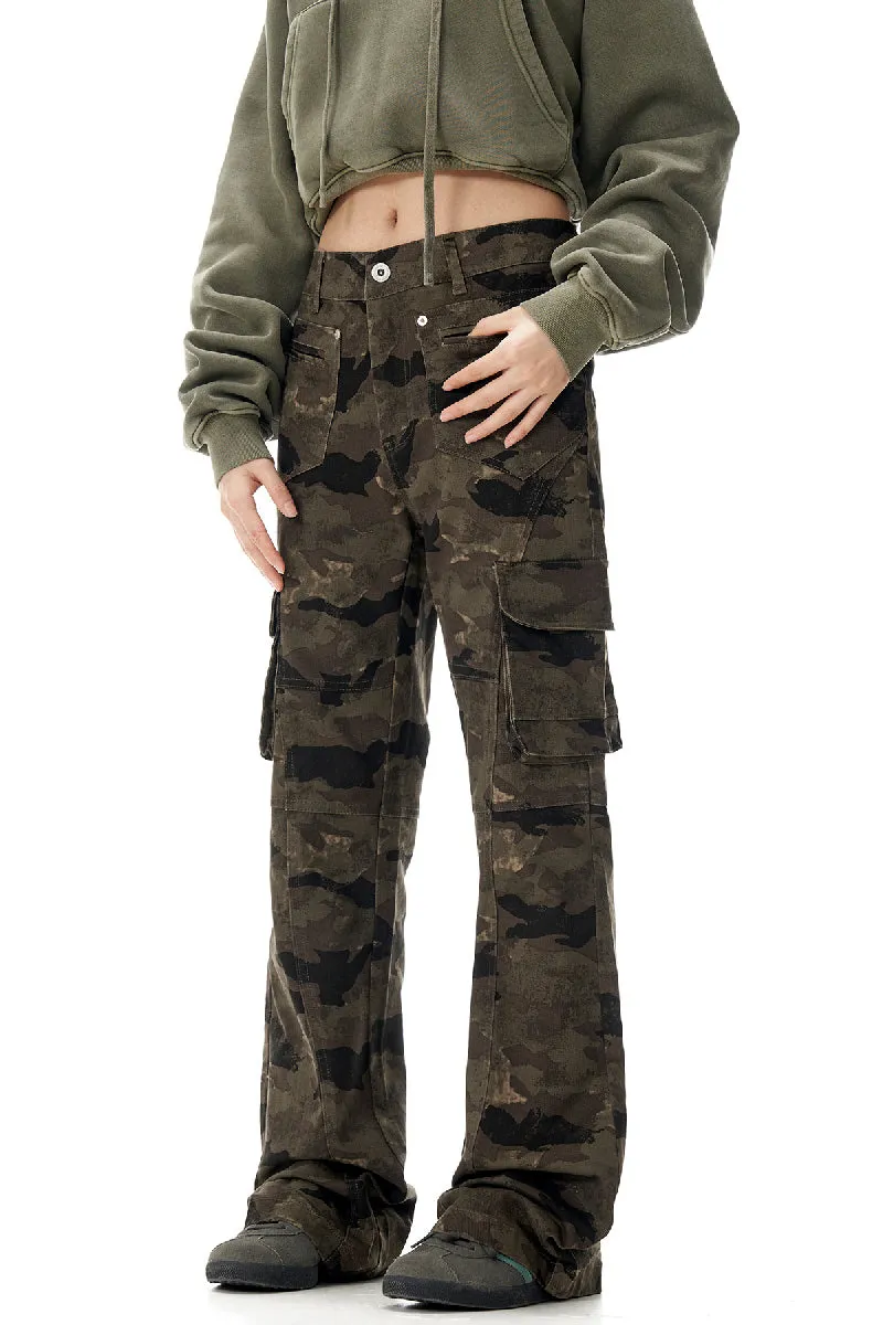 Camo Flared Cargo Pants