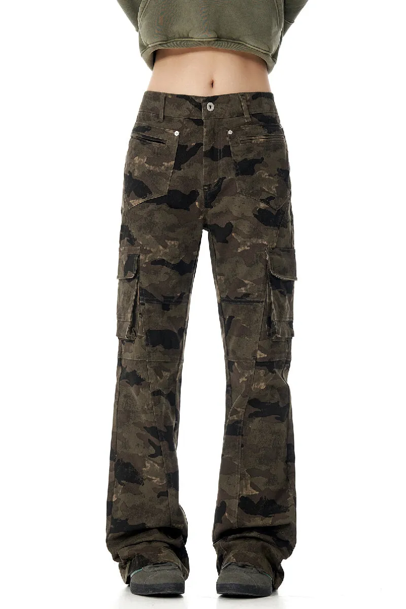 Camo Flared Cargo Pants