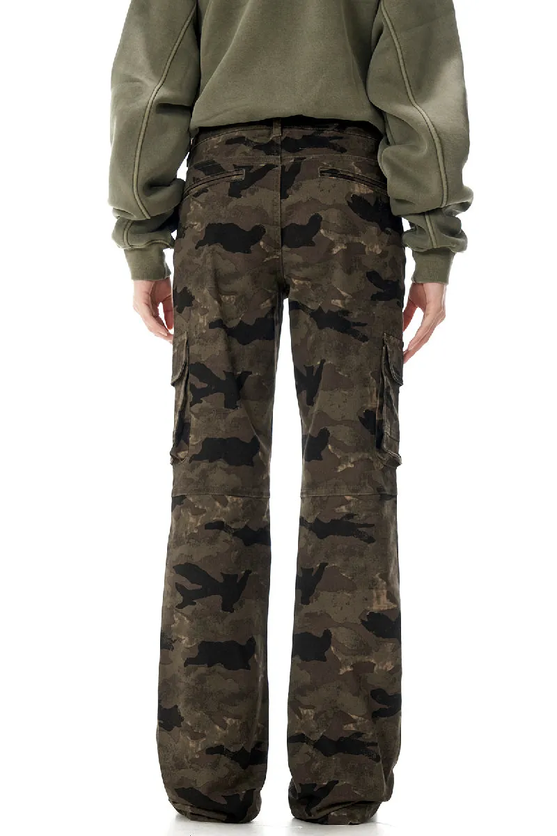 Camo Flared Cargo Pants