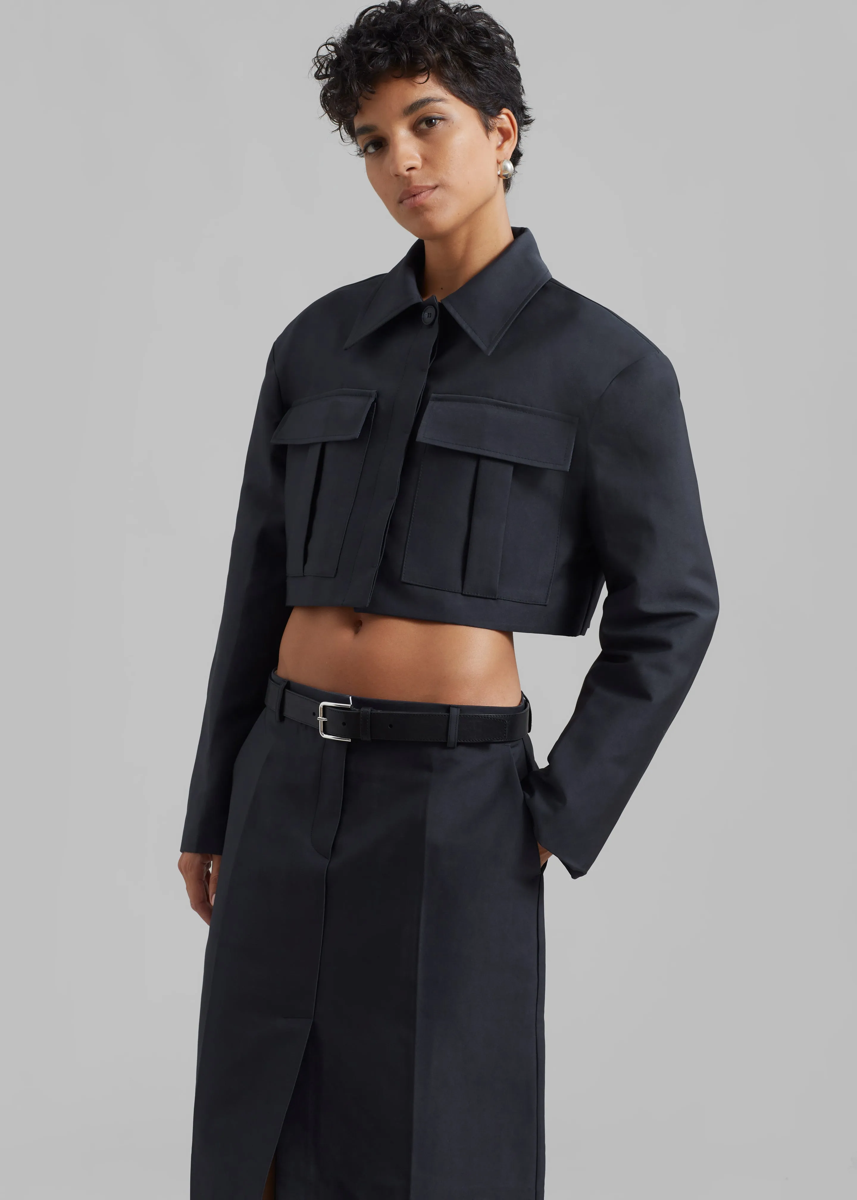 Carley Cropped Jacket - Charcoal